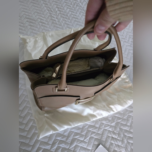 Roger Vivier EXCLUSIVE Small Retro Beige Satchel with Gold Buckle - Picture 8 of 15